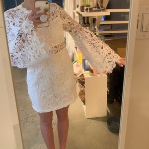 VICI White Bell Sleeve Floral Mini Dress